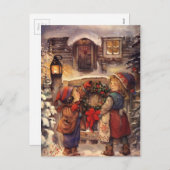 Vintage kerstkinderen feestdagenkaart (Voorkant / Achterkant)