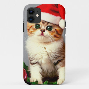 Vintage Kerstkitten in Santa Hat iPhone 11 Hoesje