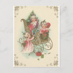 Vintage kerstkledij met Angels Feestdagenkaart