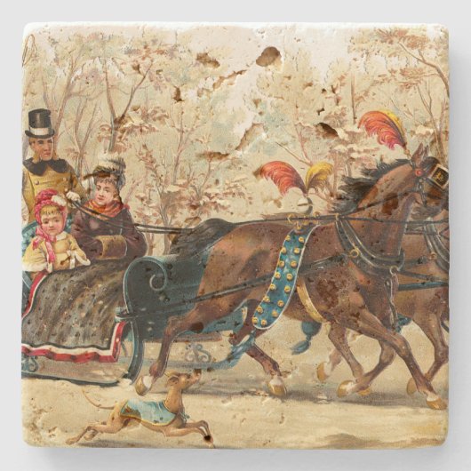 Vintage kerstkledij stenen onderzetter (Voorkant)