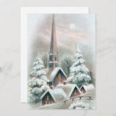 Vintage-kerstkleerkerk Feestdagenkaart (Voorkant / Achterkant)