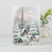 Vintage-kerstkleerkerk Feestdagenkaart (Staand voorkant)