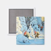 Vintage kerstkleppen Cadeaus Magneet (Voorkant / Achterkant)