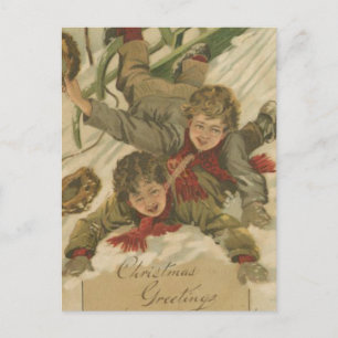 Vintage kerstkleppen feestdagenkaart