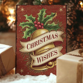 Vintage kerstklokwensen feestdagen kaart