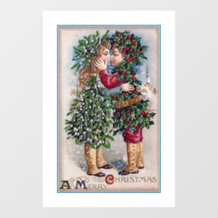 Vintage-kerstkus Window Cling Raamsticker