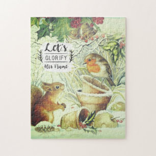 Vintage Kerstland Woodland Dieren Inspirerend Legpuzzel