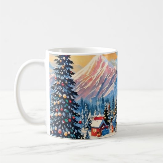 vintage kerstlandschap mok (Links)