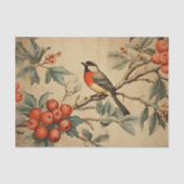 Vintage Kerstlied vogel Tissuepapier (Voorkant)
