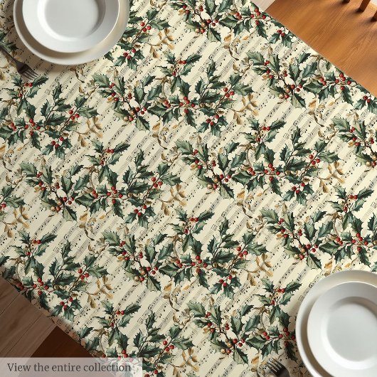 Vintage kerstliederen & holly berry tafelkleed