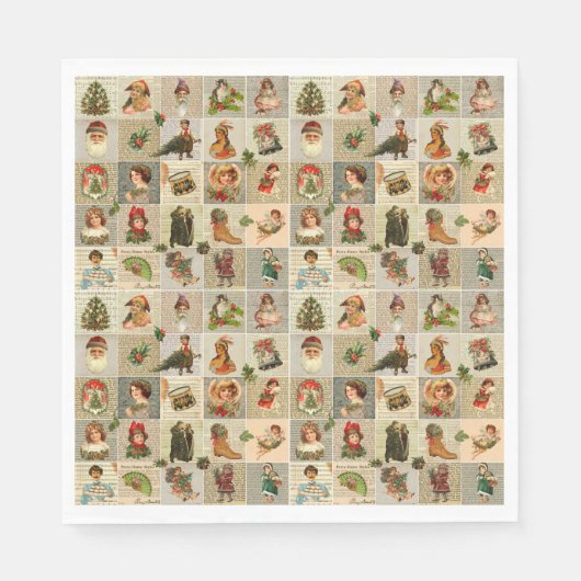 Vintage-kerstluiers Servetten (Voorkant)