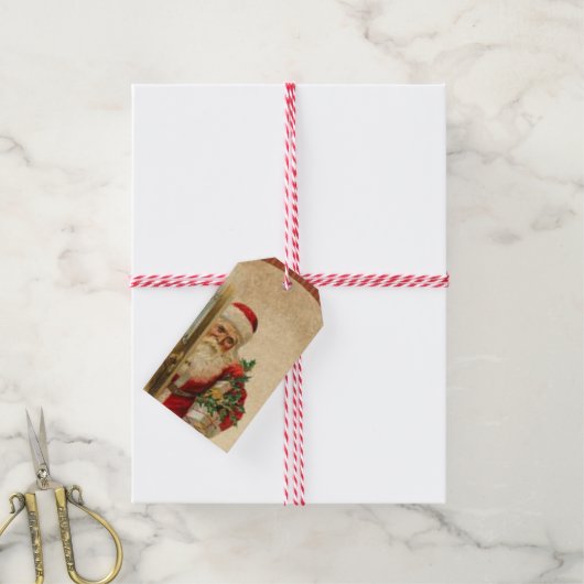 Vintage kerstman cadeau Label Cadeaulabel (Met Touw)