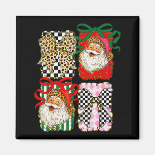 Vintage Kerstman Coquette Luipaard Strik Voorberei Magneet
