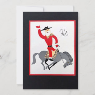 Vintage Kerstman Cowboy Riding Horse Feestdagenkaart