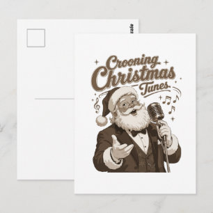 Vintage Kerstman Crooner Kerst Sweatshirt Briefkaart