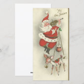 Vintage Kerstman dansen speelt viool Feestdagenkaart (Voorkant / Achterkant)