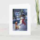 Vintage kerstman en hond feestdagen kaart (Voorkant)