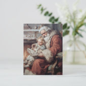 Vintage Kerstman en Kind Briefkaart (Staand voorkant)