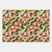 Vintage Kerstman en linten Inpakpapier Vel (Voorkant 3)