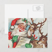 Vintage Kerstman en Rendier Feestdagenkaart (Voorkant / Achterkant)