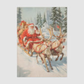Vintage kerstman en rendieren tissuepapier (Voorkant)