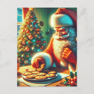 Vintage Kerstman eten koekjes Briefkaart