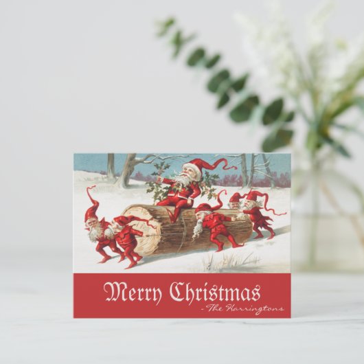 Vintage kerstman feestdagenkaart (Staand voorkant)