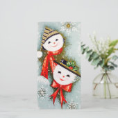 Vintage Kerstman Feestdagenkaart (Staand voorkant)