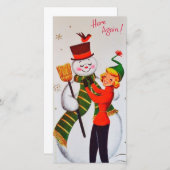 Vintage Kerstman Feestdagenkaart (Voorkant / Achterkant)