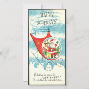 Vintage Kerstman in helikopter Feestdagenkaart