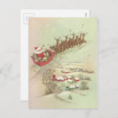 Vintage kerstman in Sleigh Feestdagenkaart (Voorkant / Achterkant)