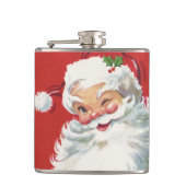Vintage Kerstman, Jolly en Winking Heupfles (Voorkant)