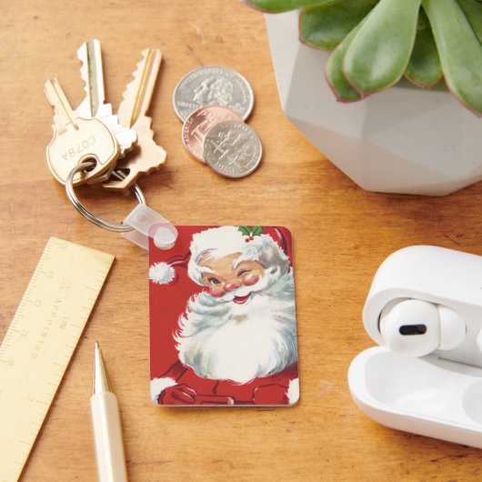 Vintage Kerstman, Jolly en Winking Sleutelhanger (Bureau)