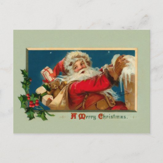 Vintage Kerstman Kerstmis Briefkaart (Voorkant)