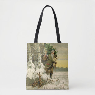 Vintage Kerstman Kerstmis Victoriaans Vakantie Boo Draagtas