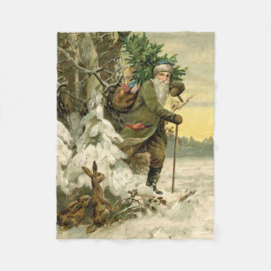 Vintage Kerstman Kerstmis Victoriaans Vakantie Boo Fleece Deken