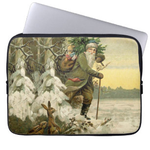 Vintage Kerstman Kerstmis Victoriaans Vakantie Boo Laptop Sleeve