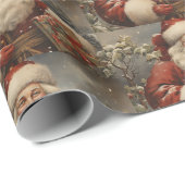 Vintage Kerstman met cadeaus Cadeaupapier (Rol Hoek)