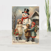 Vintage-kerstman met Kinderen Feestdagen Kaart (Voorkant)