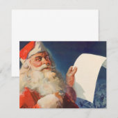 Vintage Kerstman met lijst uitnodiging (Voorkant / Achterkant)