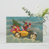 Vintage Kerstman op motor 7 x 5 Kaart (Staand voorkant)