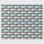 Vintage kerstman rendiertiel cadeaupapier (Vlak)