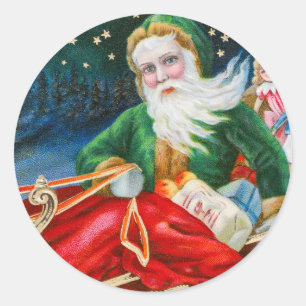 Vintage kerstman santa claus party Square sticker