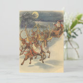 Vintage Kerstman Sinterklaas Rendier uitnodiging (Staand voorkant)