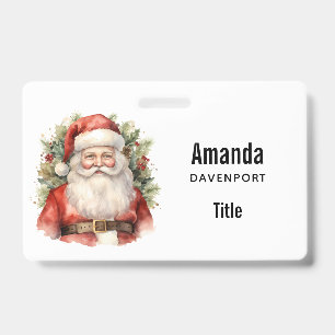 Vintage Kerstman Smiling Badge
