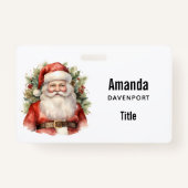 Vintage Kerstman Smiling Badge (Voorkant)