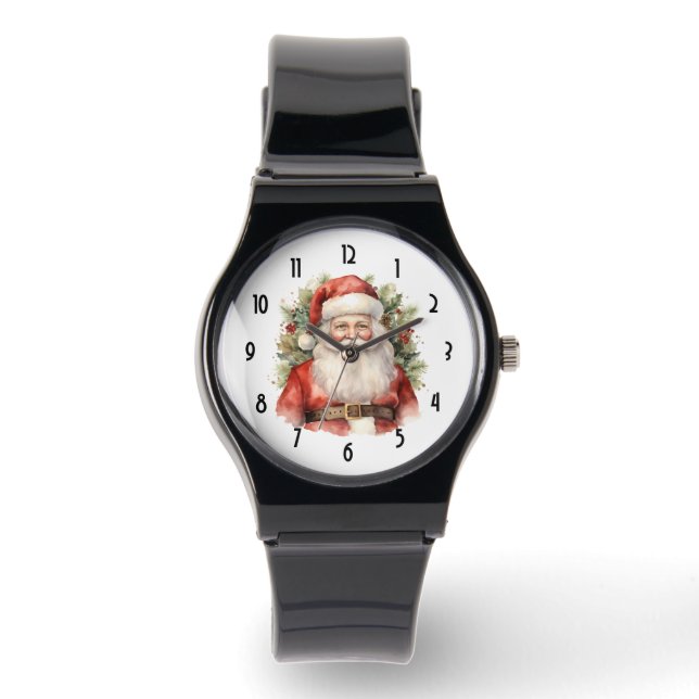 Vintage Kerstman Smiling Horloge (Voorkant)