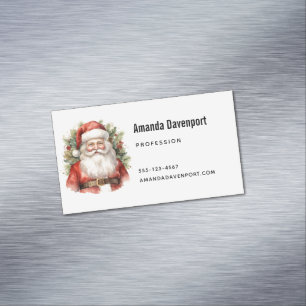 Vintage Kerstman Smiling Magnetisch Visitekaartje