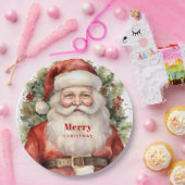 Vintage Kerstman Smiling Papieren Bordje (Feest)