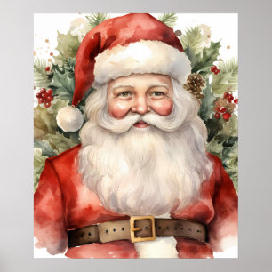 Vintage Kerstman Smiling Poster